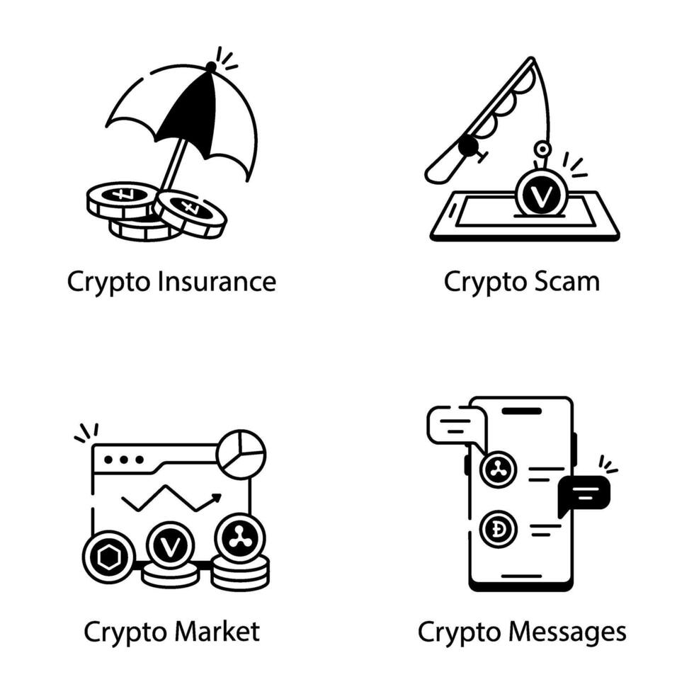 crypto La technologie ligne vecteur