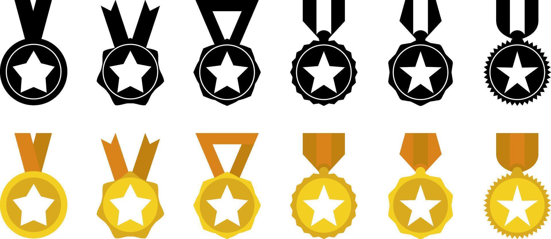 militaire prix or médaille ensemble icône. honneur prix symbole. Facile et moderne vecteur. conception pouvez être édité vecteur