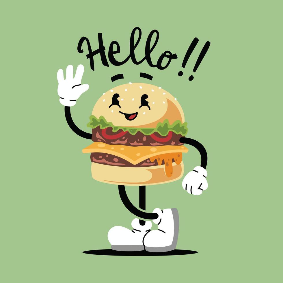 mignonne mascotte Burger illustration prime vecteur