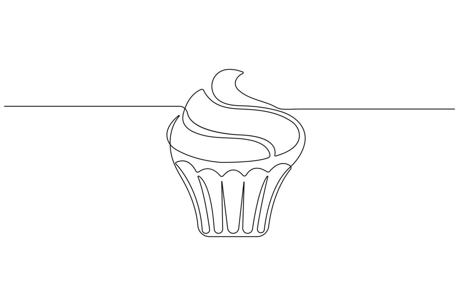 continu un ligne art dessin de anniversaire gâteau avec crème, bougie anniversaire fête symbole de fête vecteur
