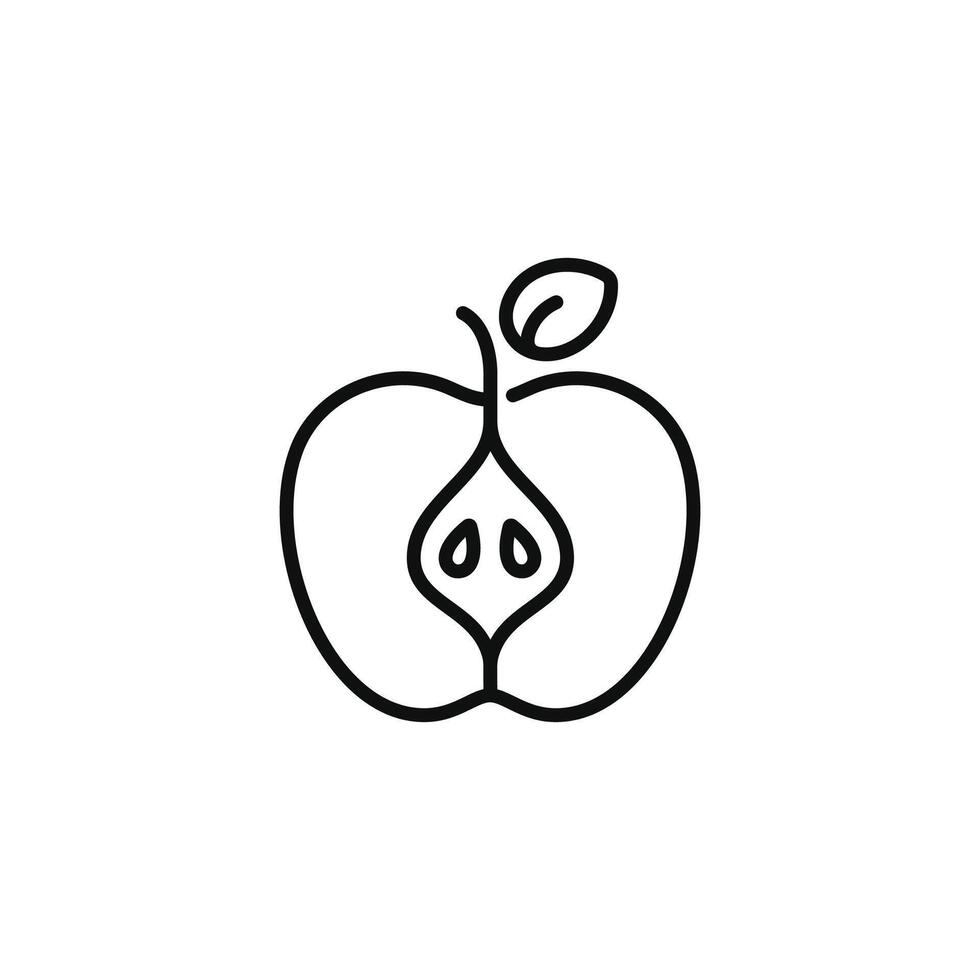 Pomme ligne icône isolé sur blanc Contexte vecteur