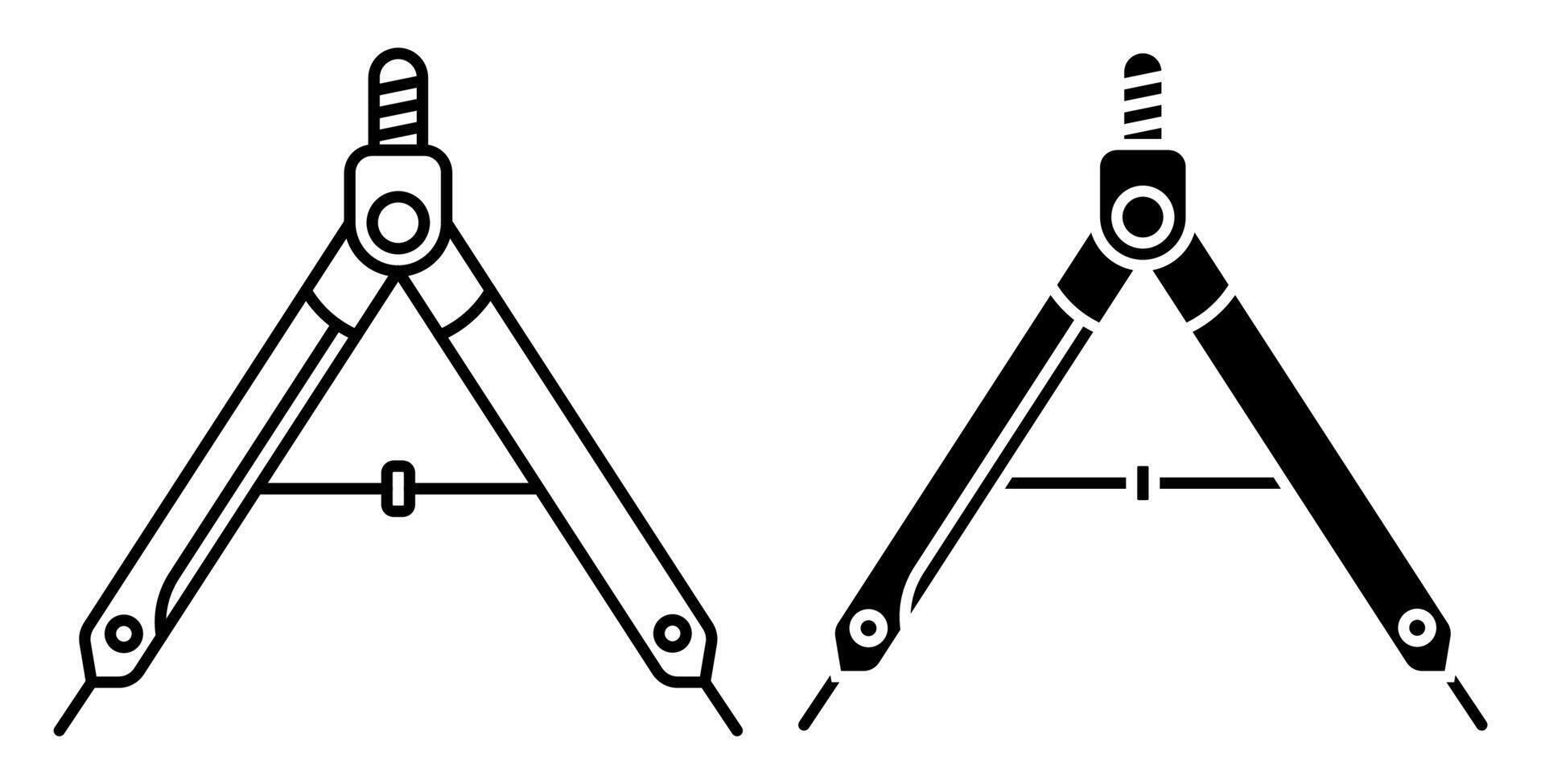 dessin boussole, diviseur pour croquis. ingénieur et designer outil. linéaire icône. Facile noir et blanc vecteur