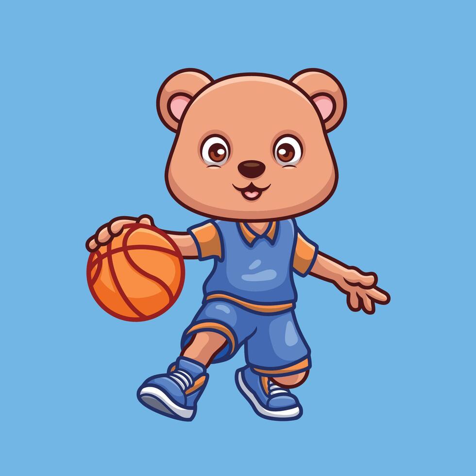 basketball ours mignonne dessin animé illustration vecteur