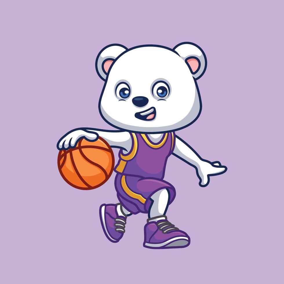 basketball polaire ours dessin animé vecteur