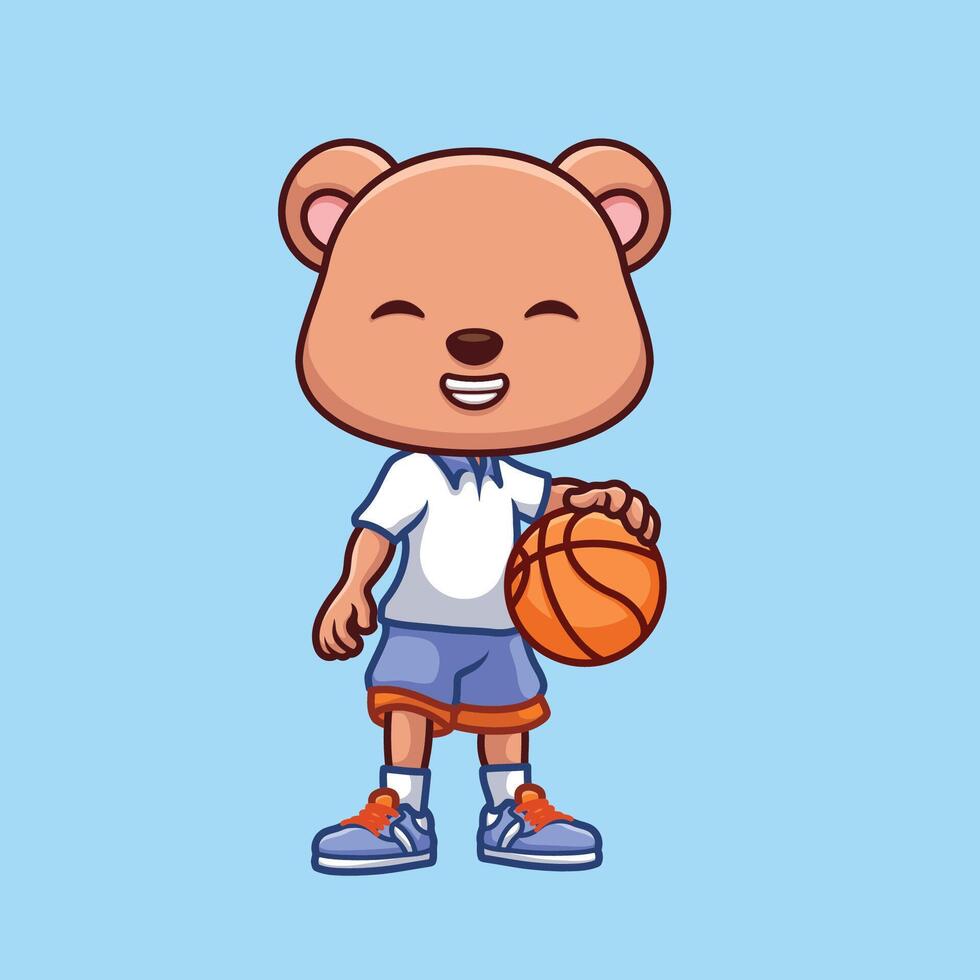 basketball ours mignonne dessin animé illustration vecteur