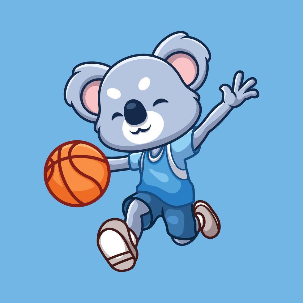 basketball koala mignonne dessin animé vecteur