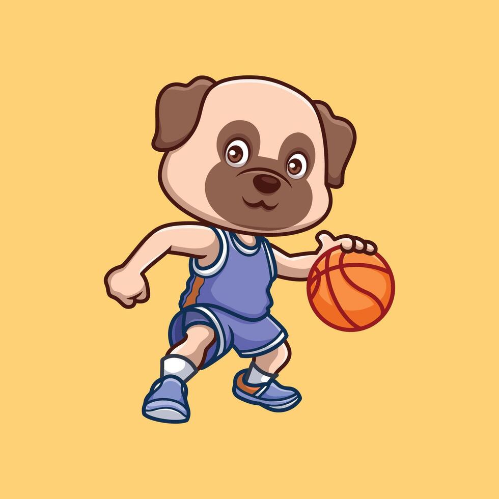 basketball pub mignonne dessin animé vecteur