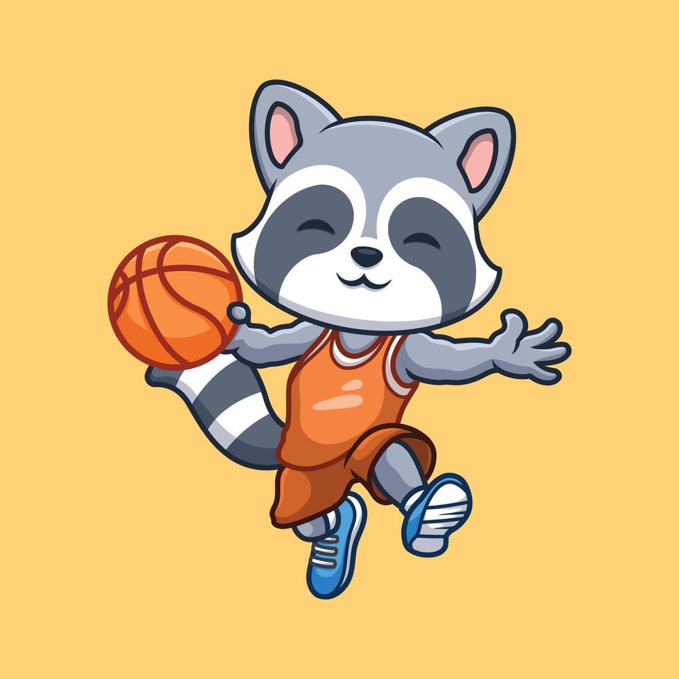 basketball raton laveur dessin animé vecteur