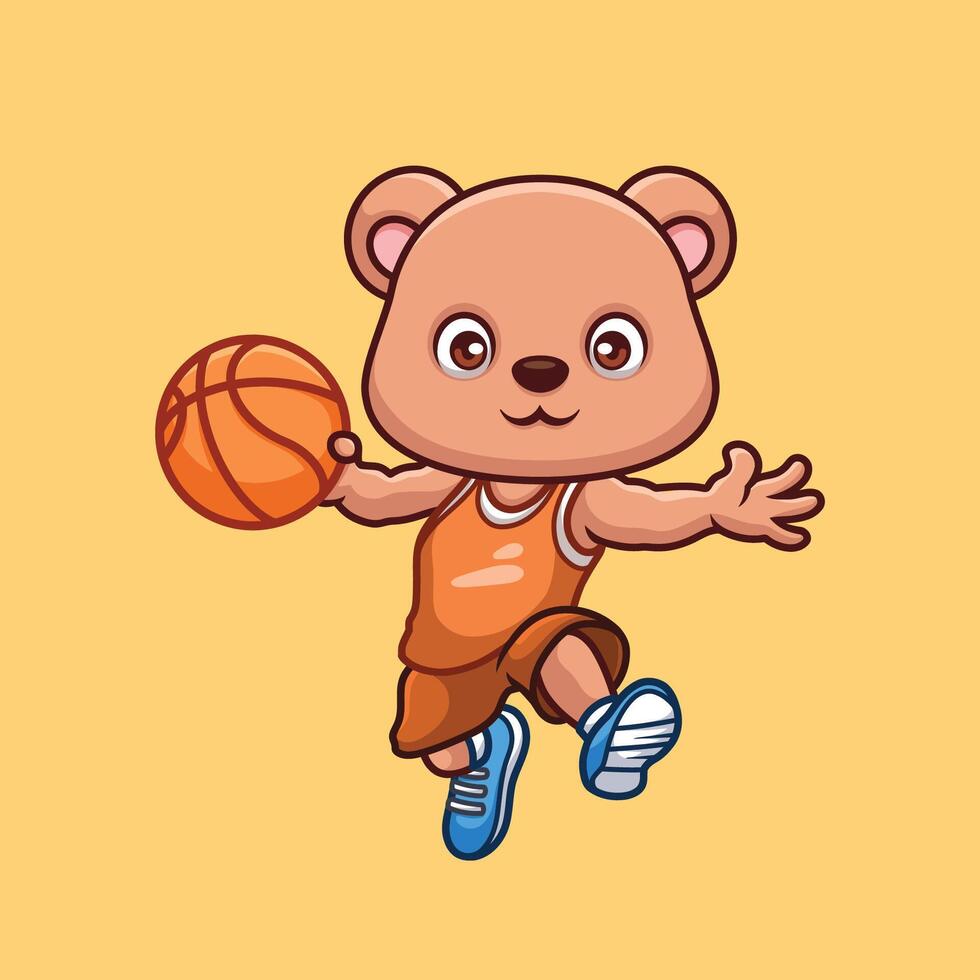 basketball ours mignonne dessin animé illustration vecteur