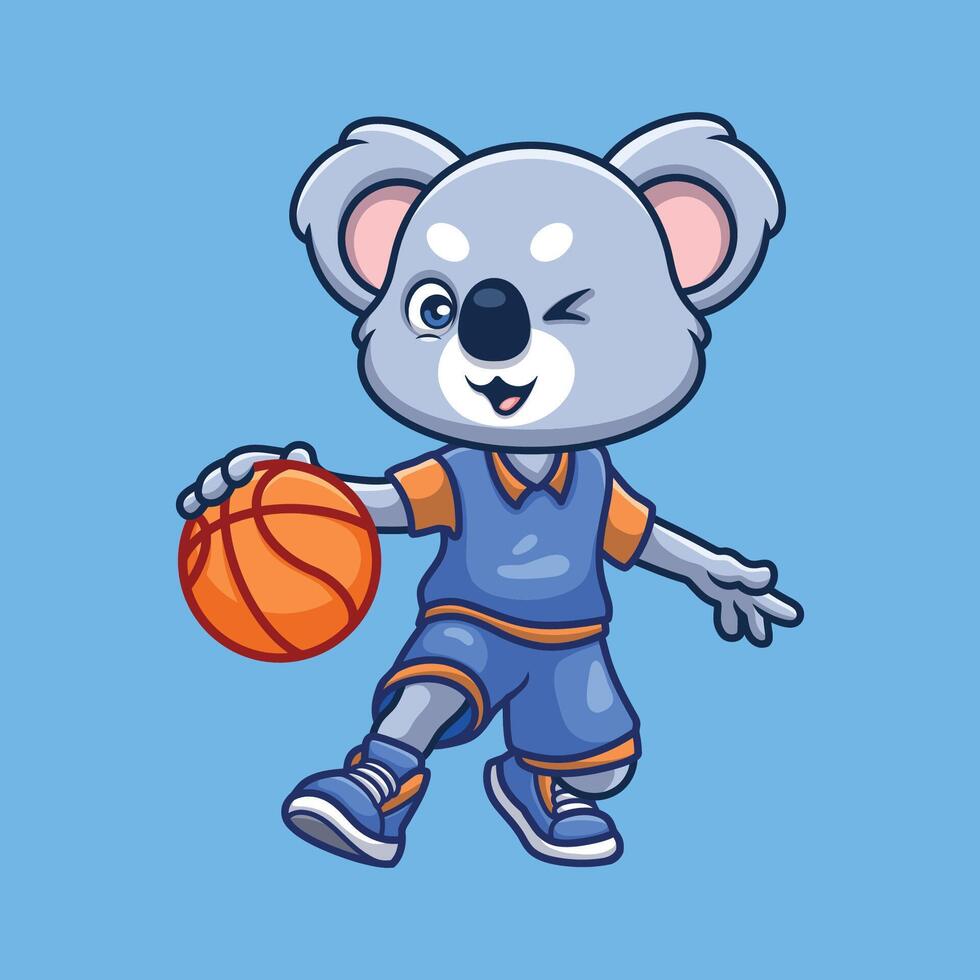 basketball koala mignonne dessin animé vecteur