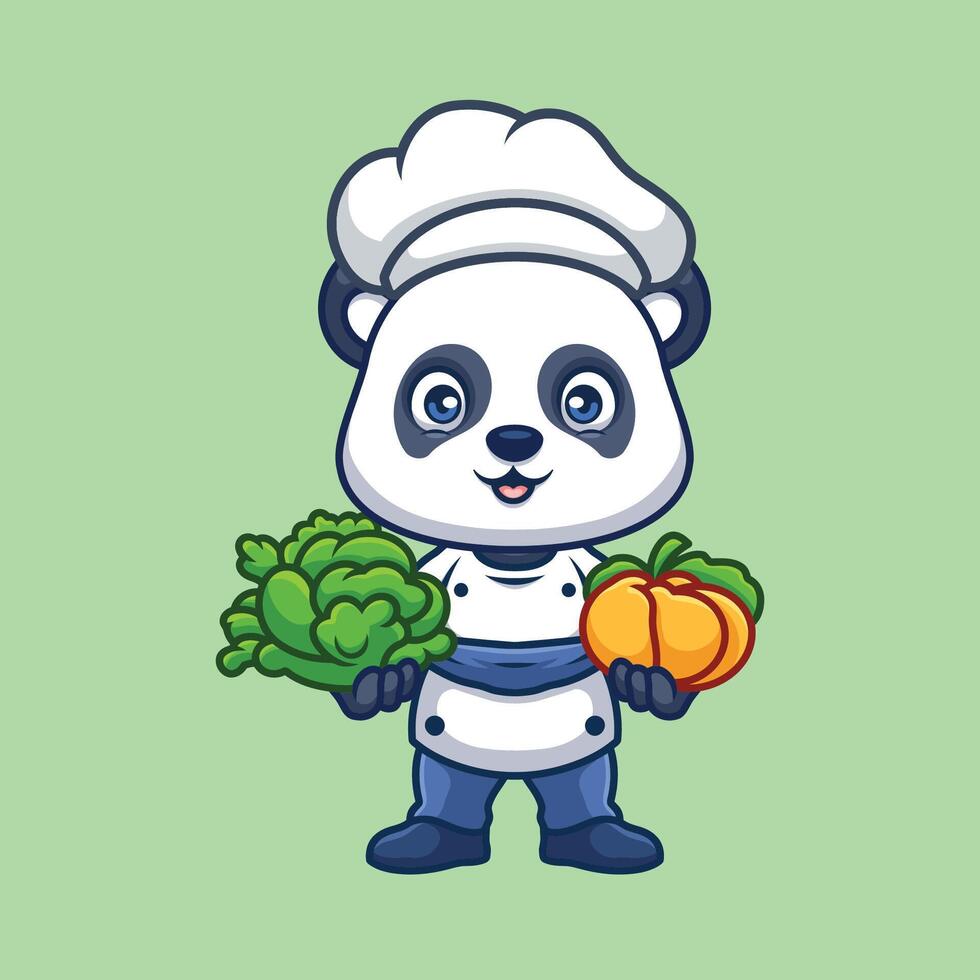 chef Panda mignonne dessin animé vecteur