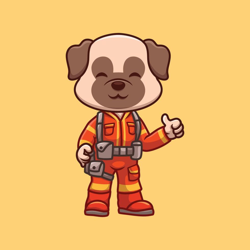 sapeur pompier pub chien mignonne dessin animé vecteur