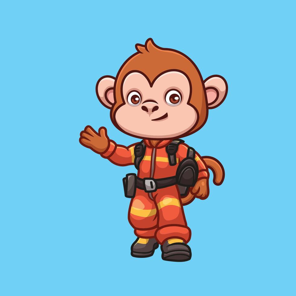 animal dessin animé sapeur pompier illustration mignonne des gamins pompier porter secours enfant éducatif vecteur