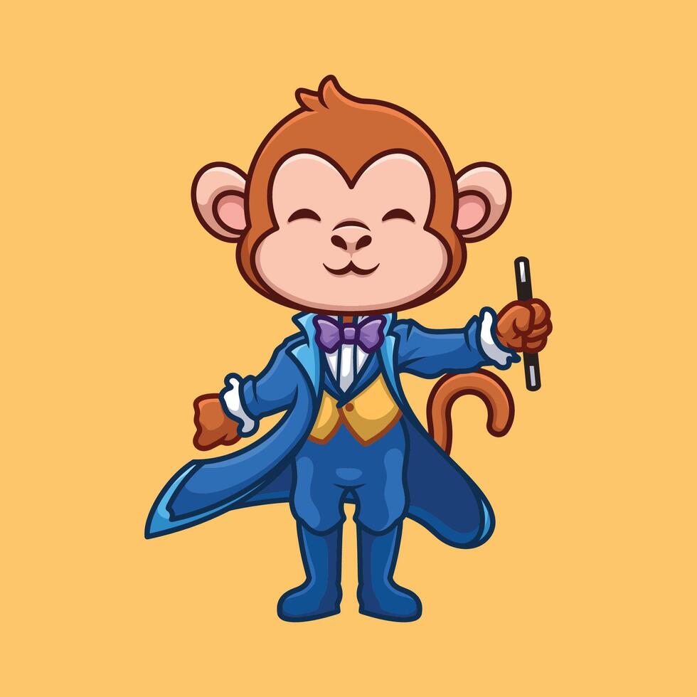 magicien singe mignonne dessin animé vecteur