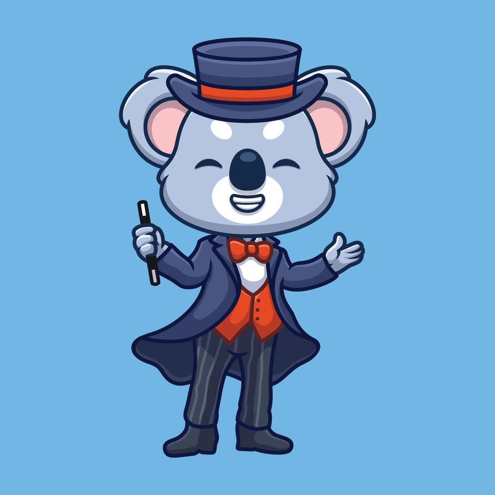 magicien koala mignonne dessin animé vecteur