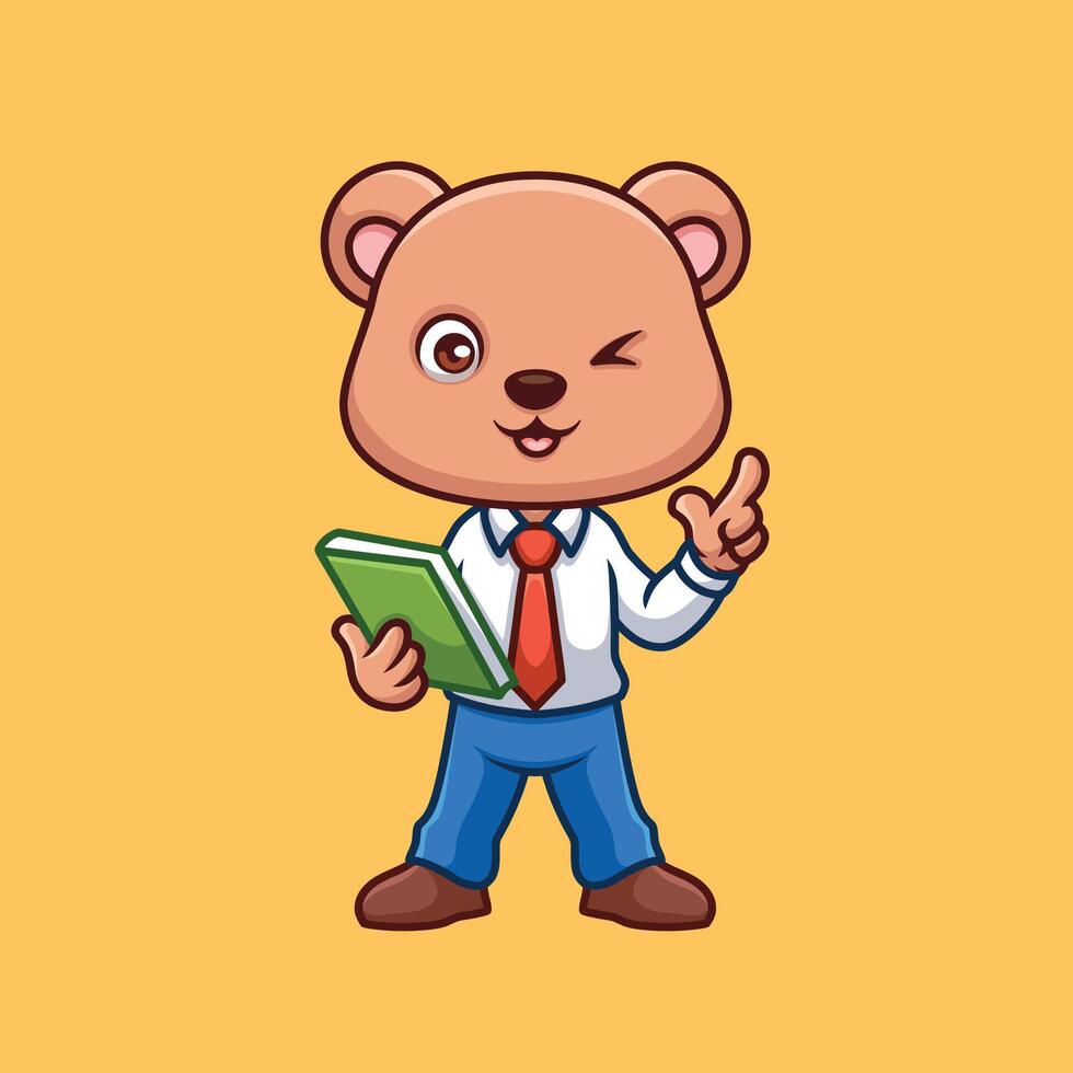 prof ours mignonne dessin animé personnage vecteur