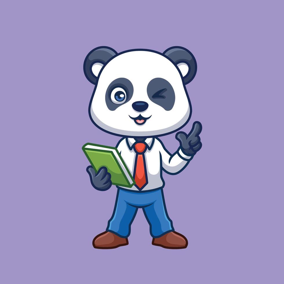 prof Panda mignonne dessin animé vecteur