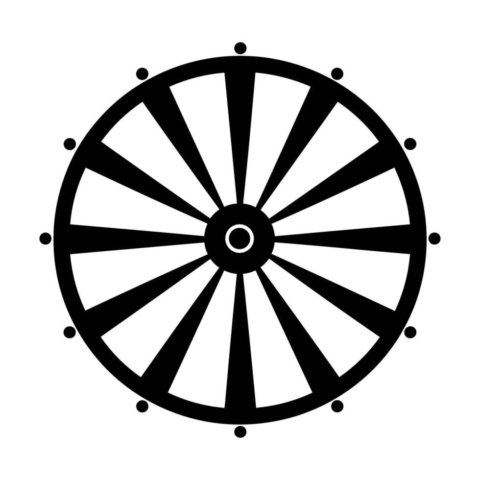 fortune roue noir silhouette, roue de fortune noir icône symbole. vecteur