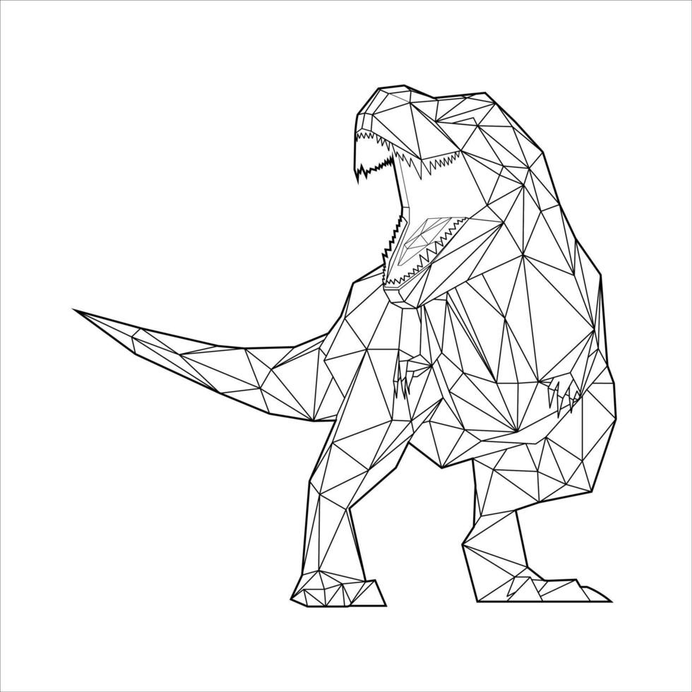 polygonal contour dinosaure t-rex vecteur