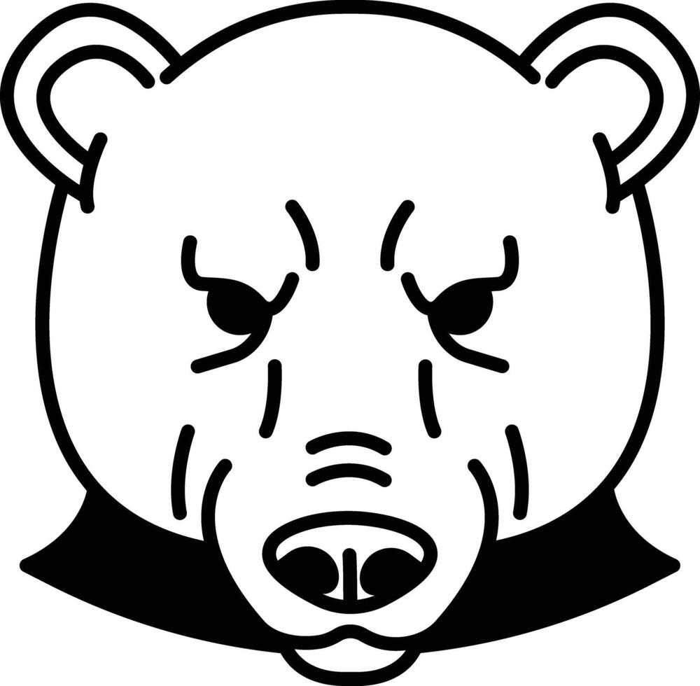 polaire ours visage glyphe et ligne vecteur illustration