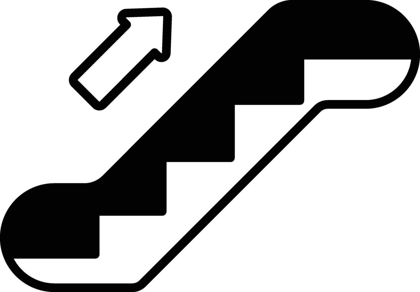 escalier mécanique en haut glyphe et ligne vecteur illustration