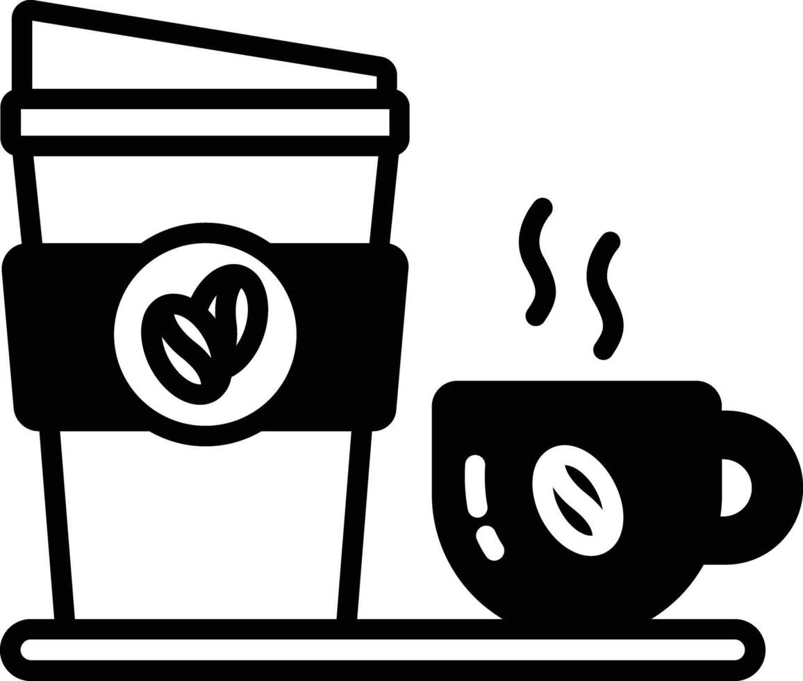 café glyphe et ligne vecteur illustration