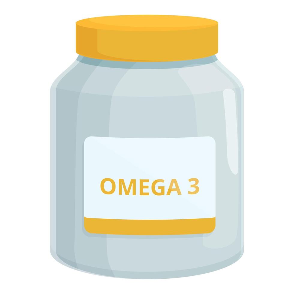 oméga 3 pot vitamine icône dessin animé vecteur. sucre nutrition vecteur