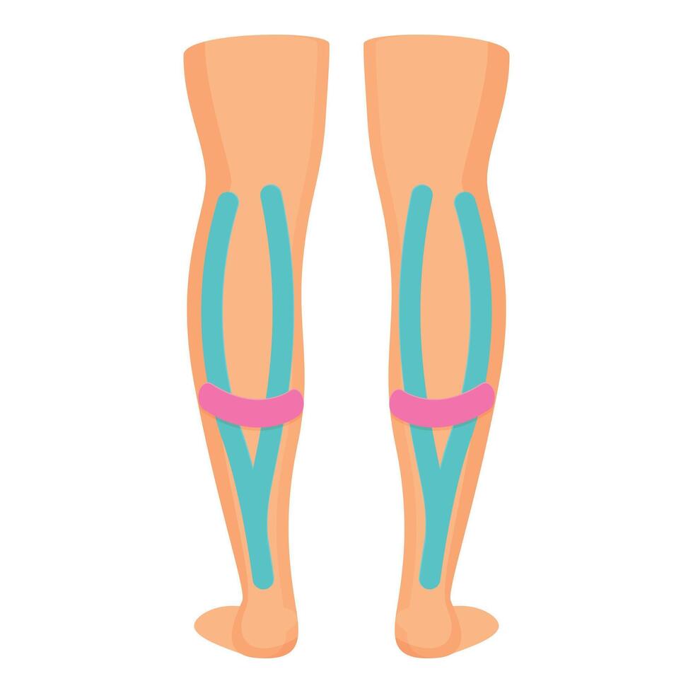 jambes kinésio ruban icône dessin animé vecteur. médical soutien vecteur