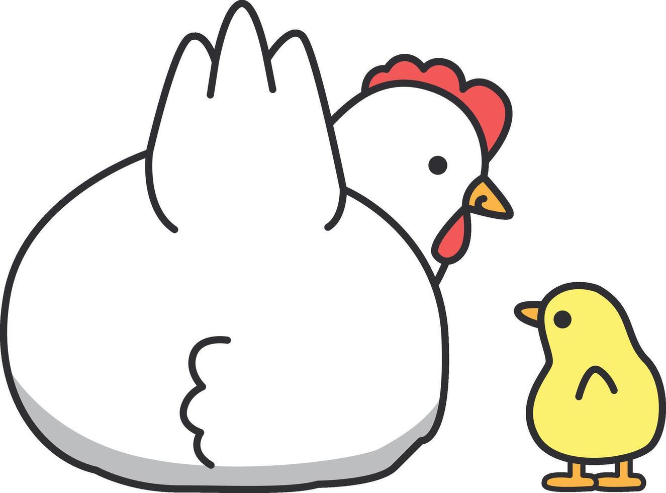 poulet et poussin. mignonne vecteur illustration. isolé sur blanc Contexte.