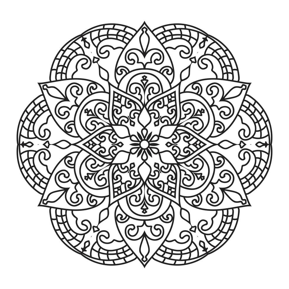 contour mandala pour coloration livre. noir et blanc mandala vecteur