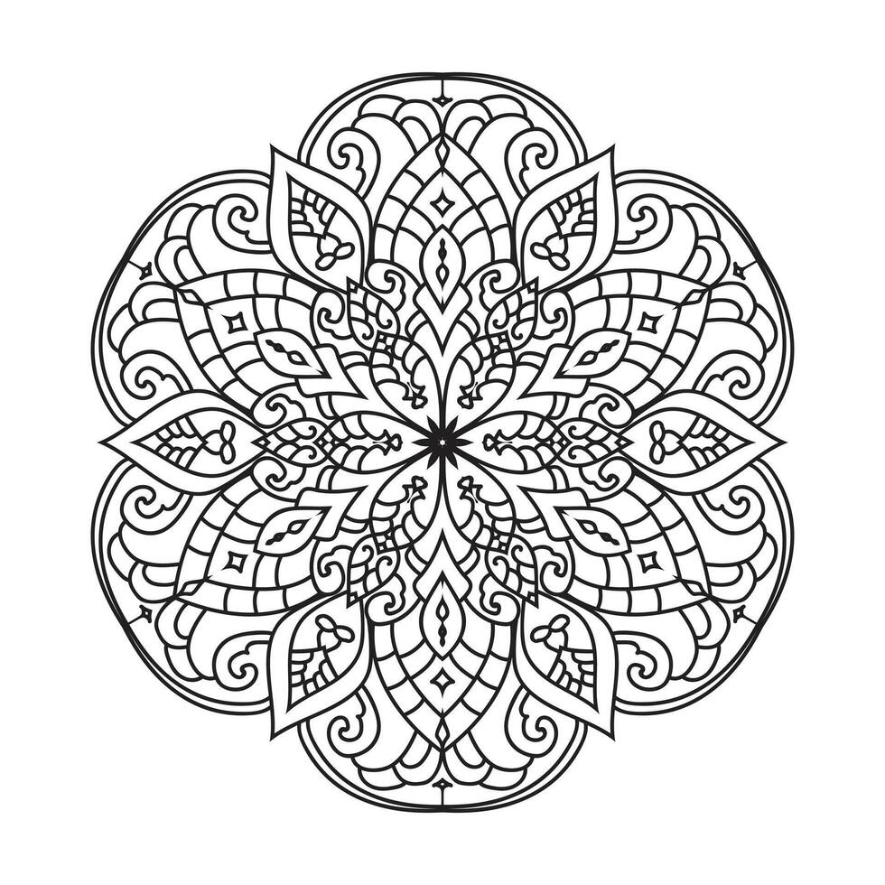 contour mandala pour coloration livre. décoratif rond ornement vecteur