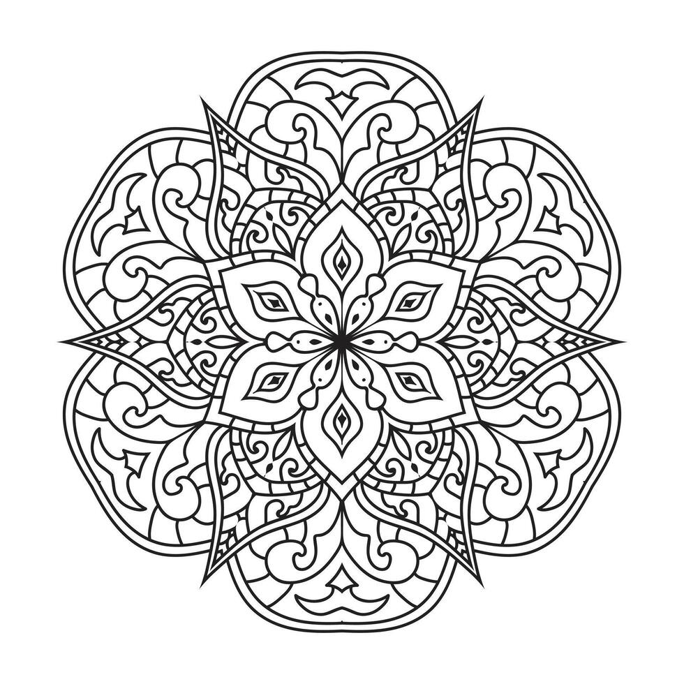 contour mandala pour coloration livre. décoratif rond ornement vecteur