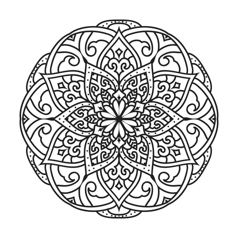 illustration vectorielle de mandala noir et blanc à colorier vecteur