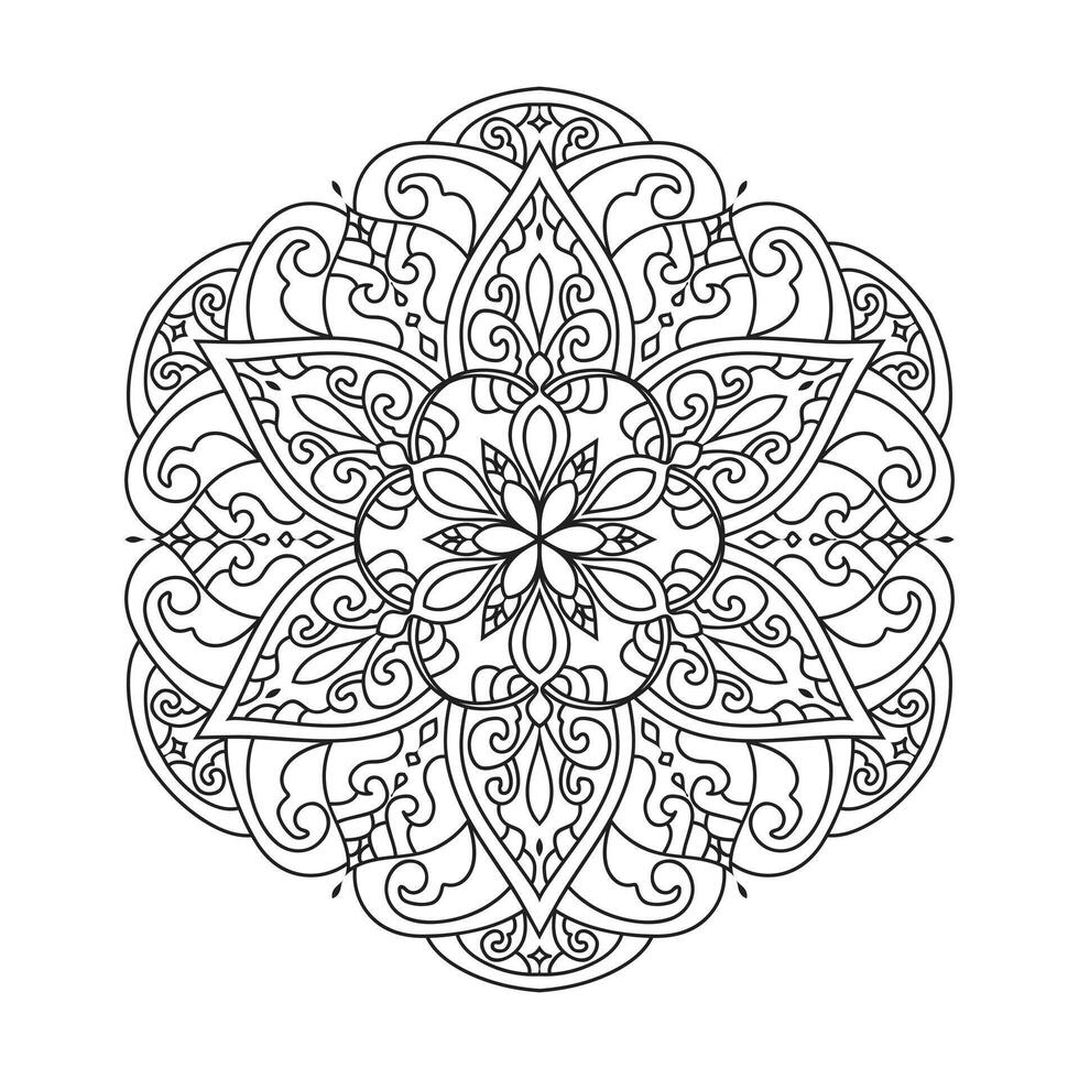 contour mandala pour coloration livre. décoratif rond ornement vecteur