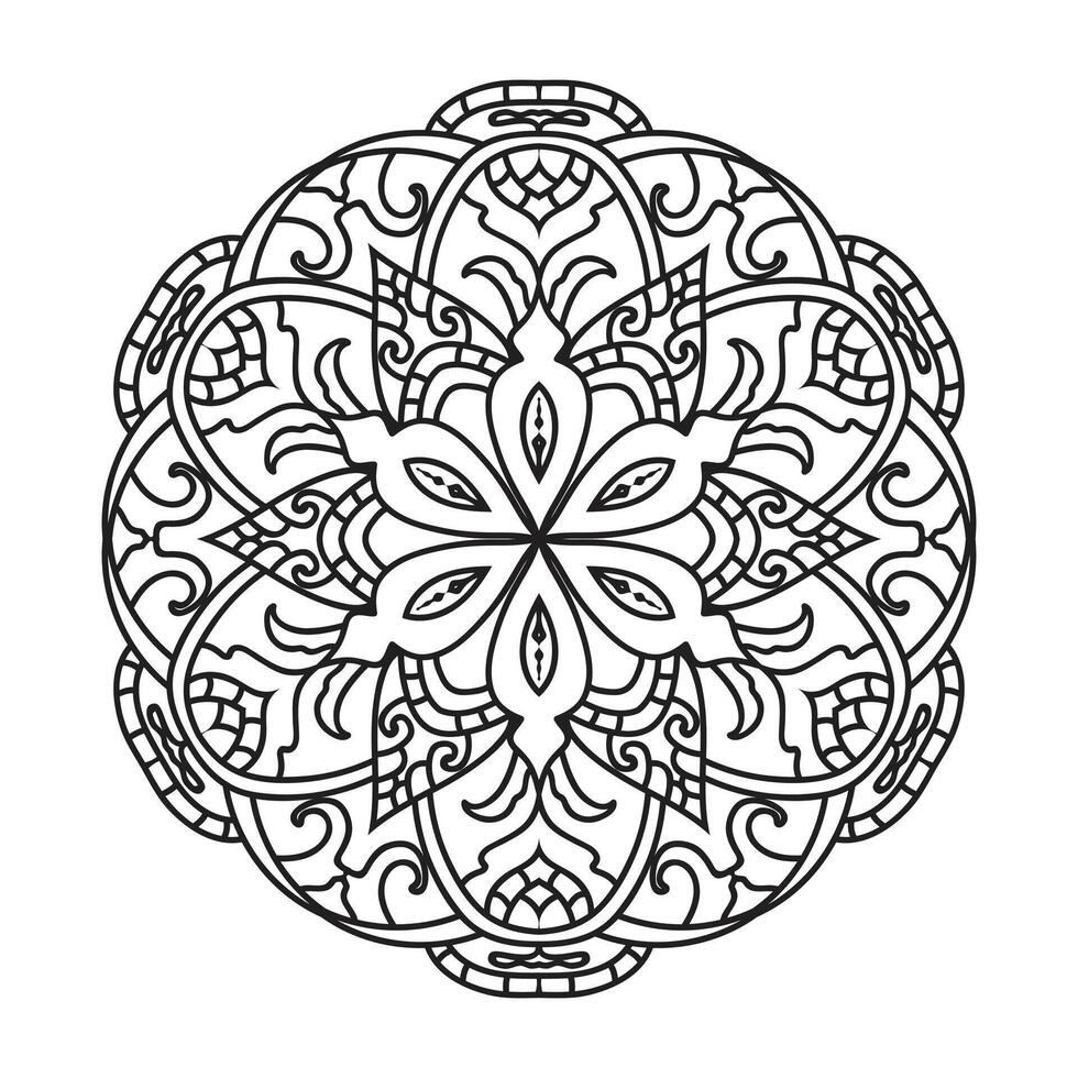 contour mandala pour coloration livre. décoratif rond ornement vecteur