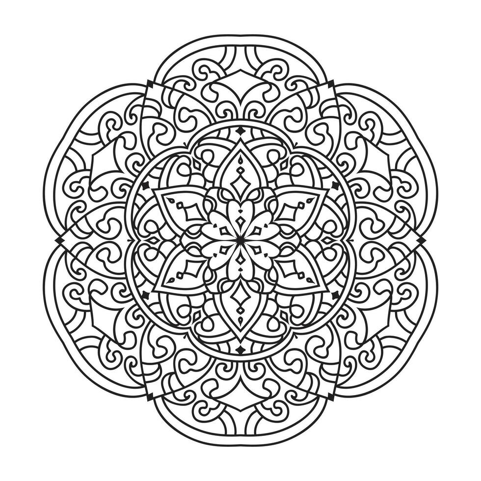 illustration vectorielle de mandala noir et blanc à colorier vecteur