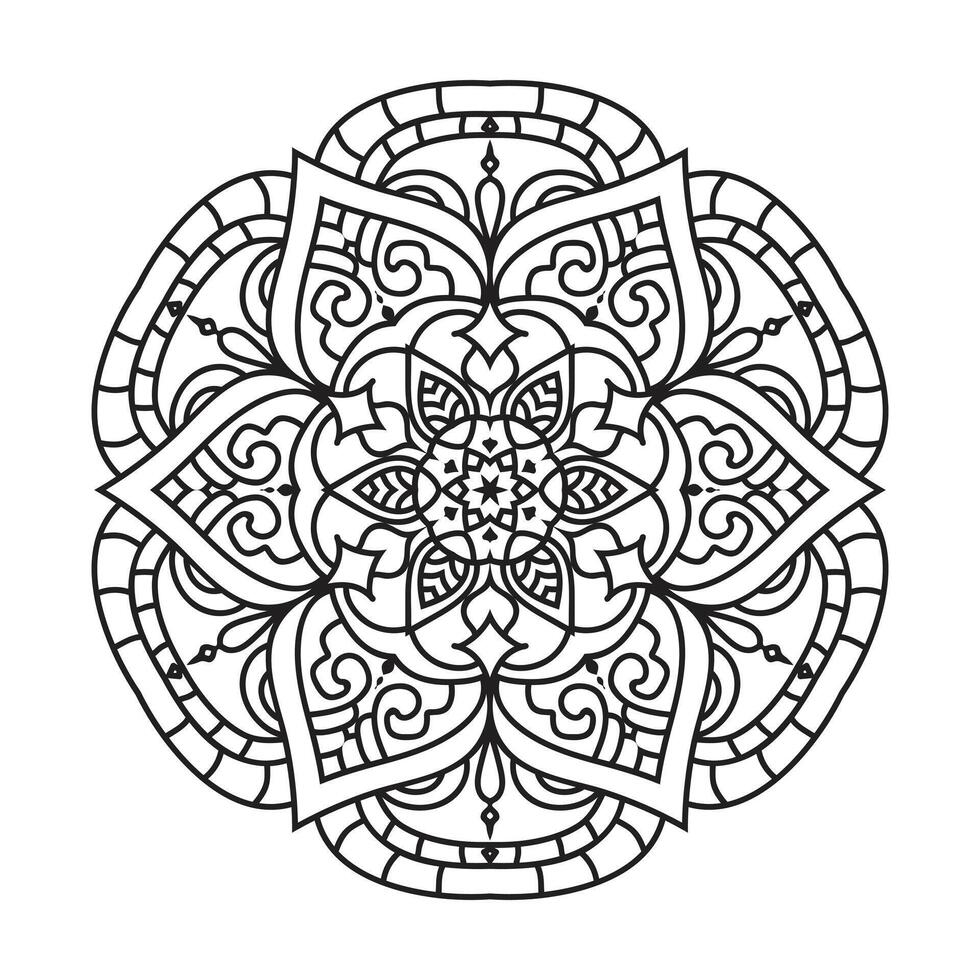 illustration vectorielle de mandala noir et blanc à colorier vecteur