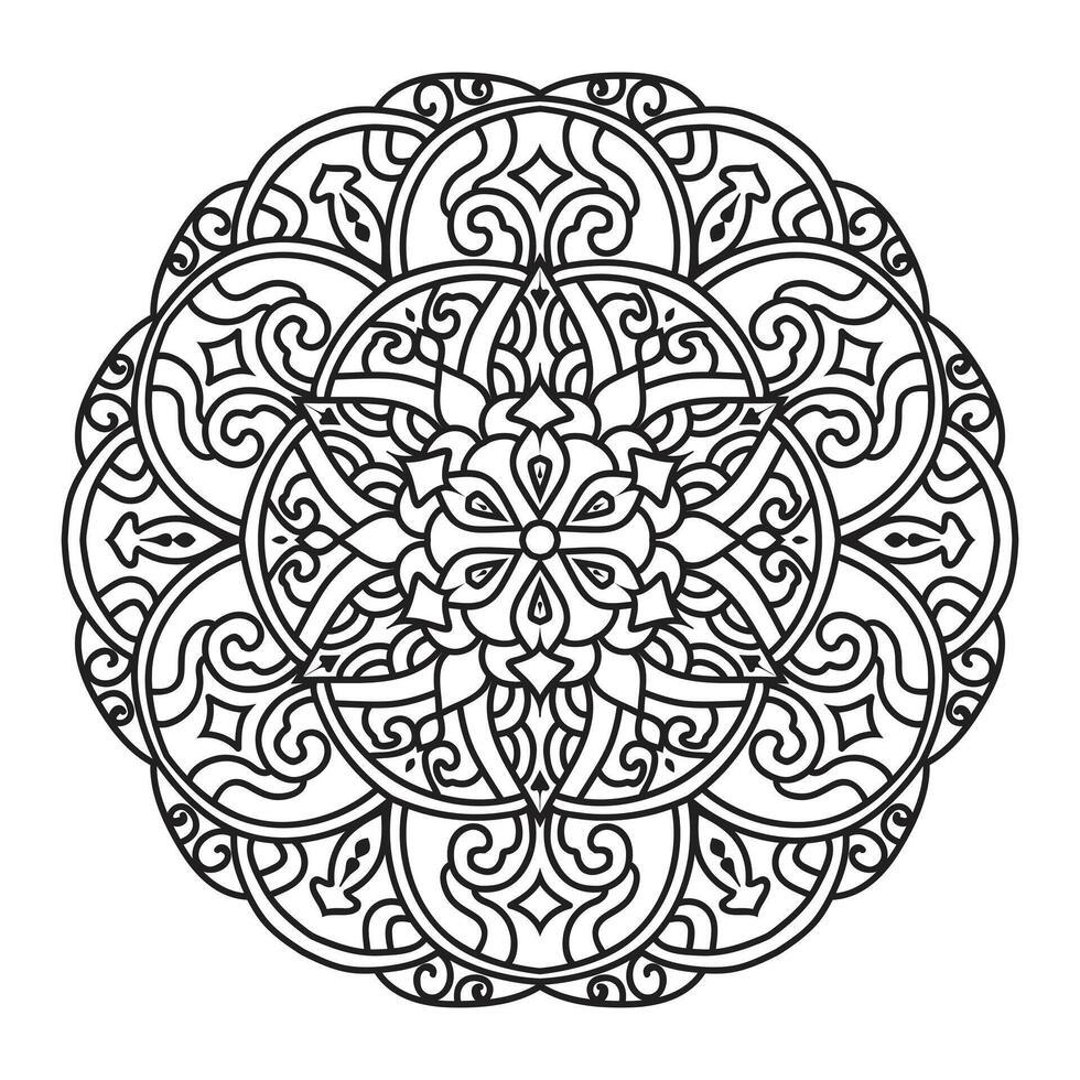 illustration vectorielle de mandala noir et blanc à colorier vecteur