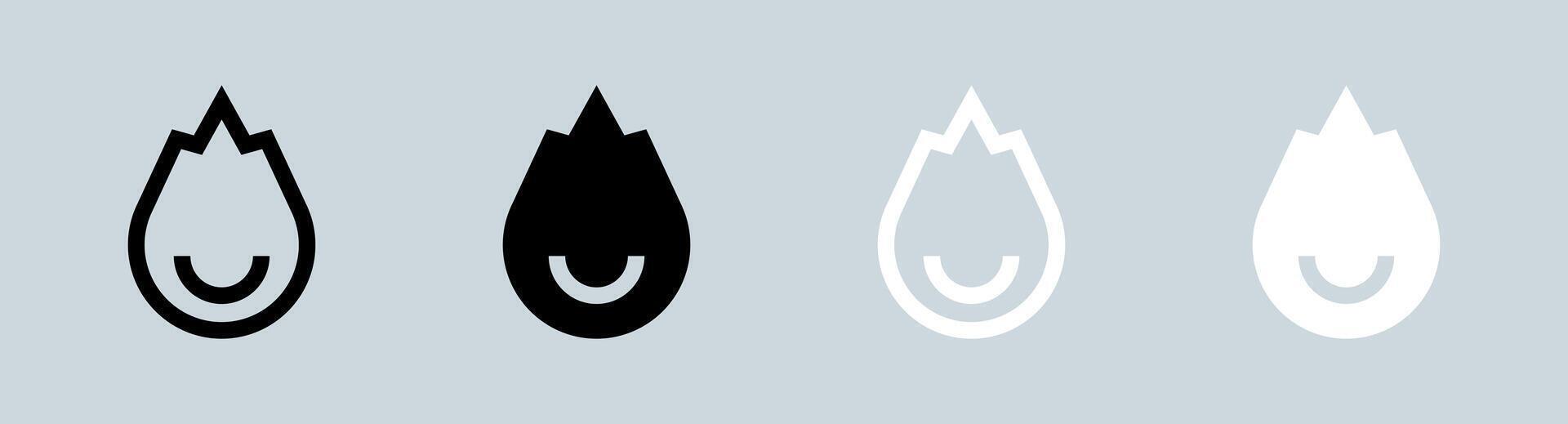 icône de tendance définie en noir et blanc. illustration vectorielle de signes de feu. vecteur