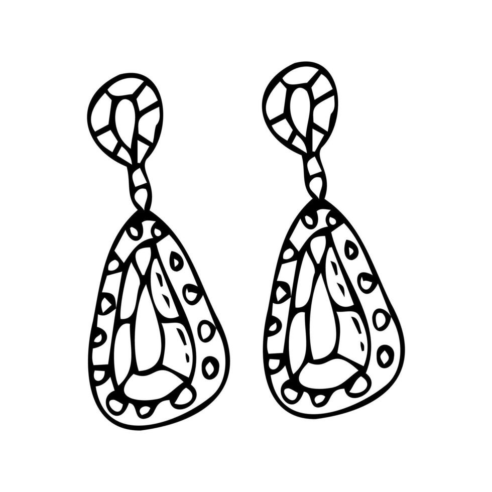 main tiré diamant des boucles d'oreilles griffonnage vecteur illustration dans laissez tomber forme. pouvez utilisé pour beauté bannière pour bijoux entreprise. laissez tomber boucle d'oreille esquisser.