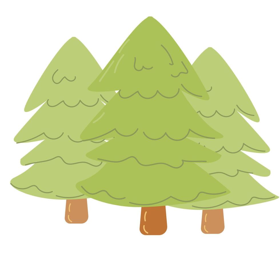 Noël arbre forêt dans dessin animé main tiré style. vecteur illustration pouvez utilisé pour carte. bannière, affiche.