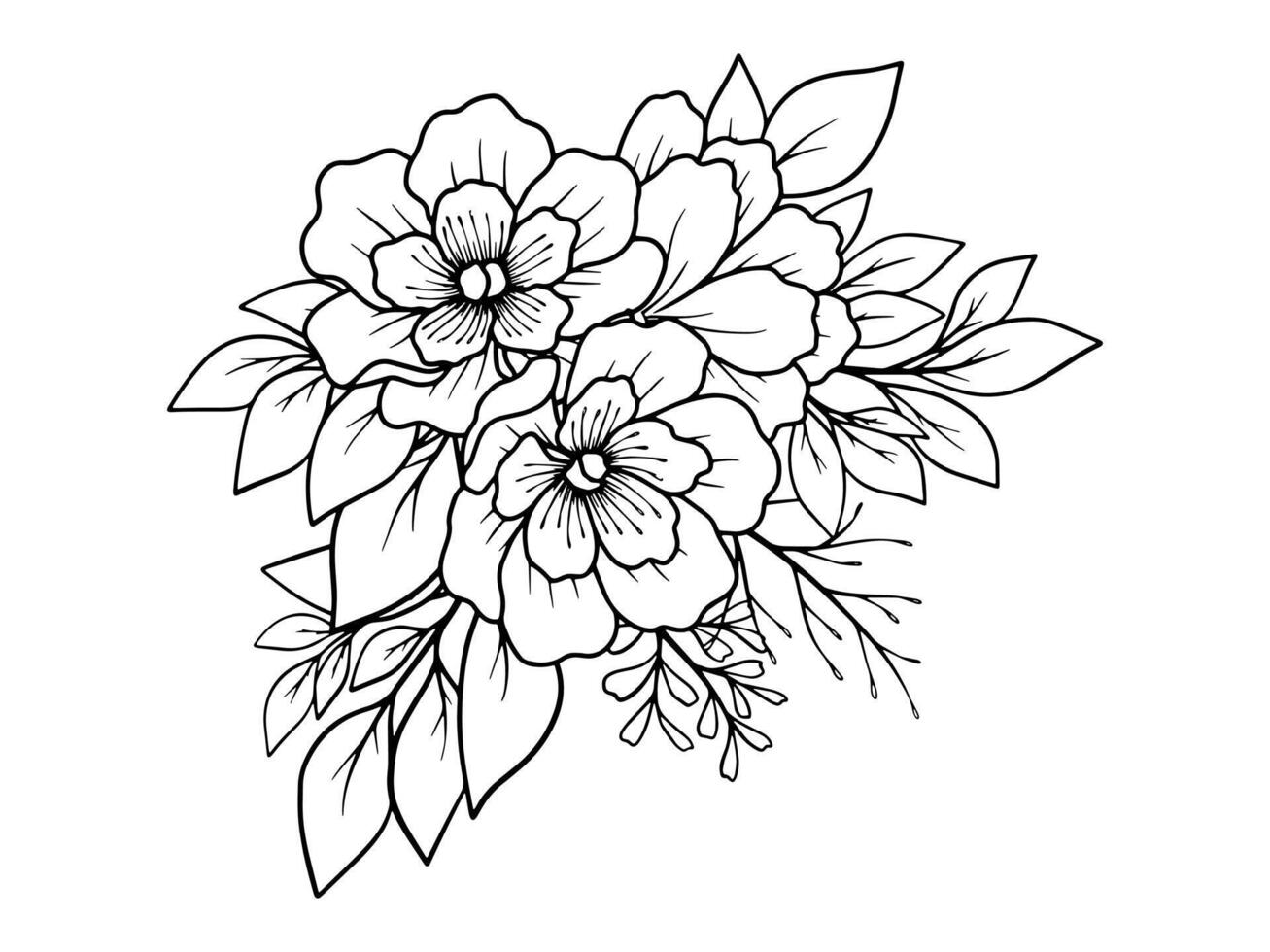 fleur ligne art arrangement illustration vecteur