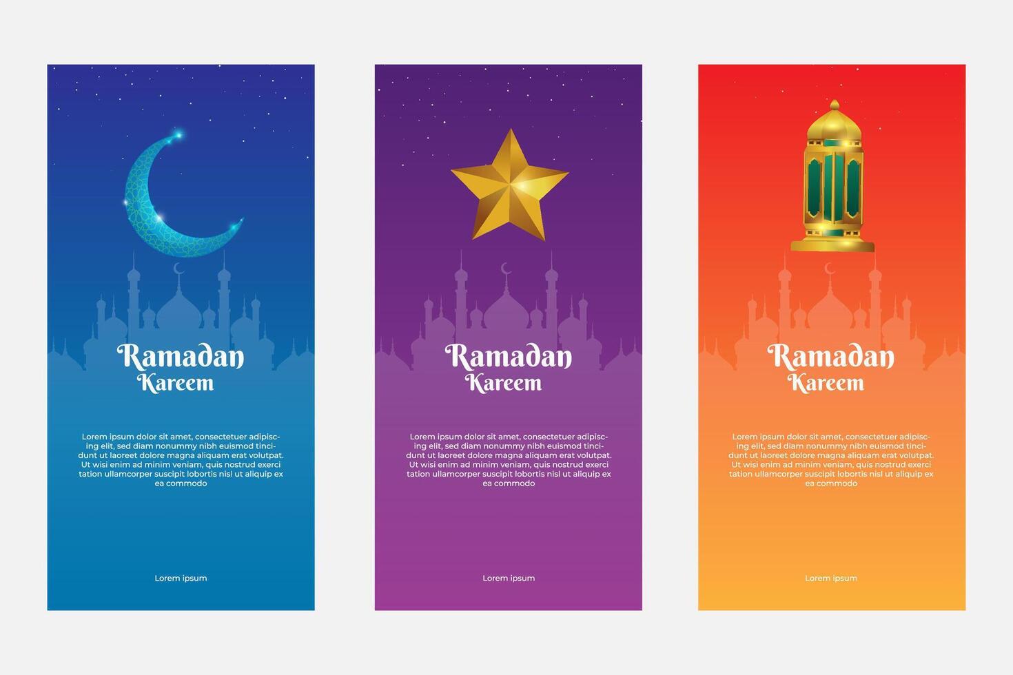 Ramadan bannière modèle. bannière conception avec magnifique lanternes, étoiles et lune vecteur