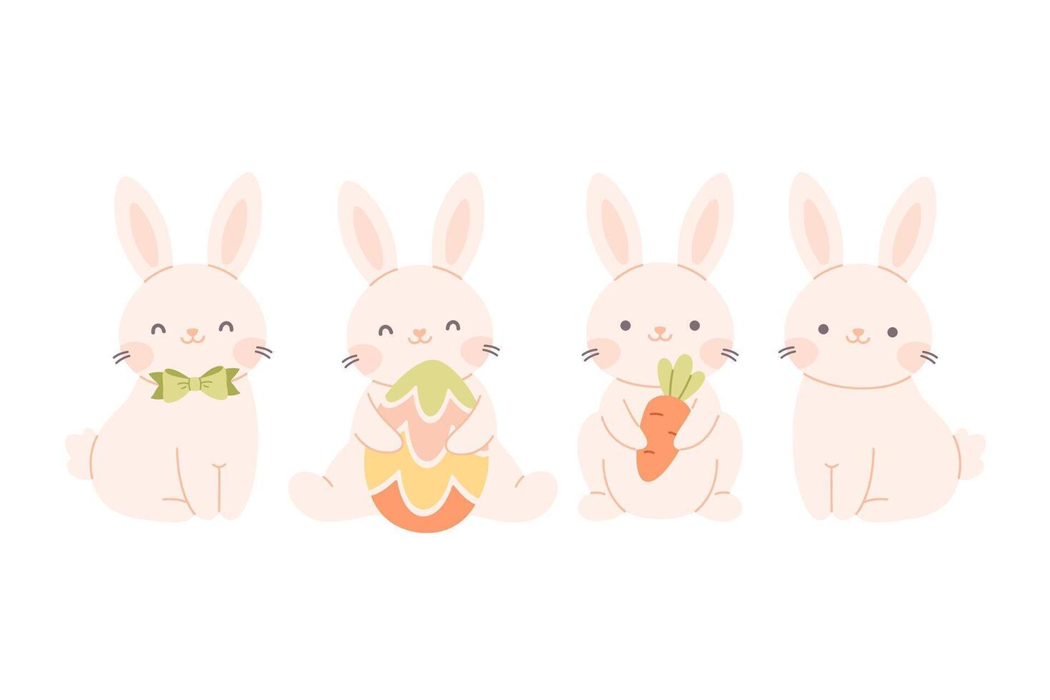 mignonne lapins collection. Pâques blanc lapins. lapin personnages vecteur