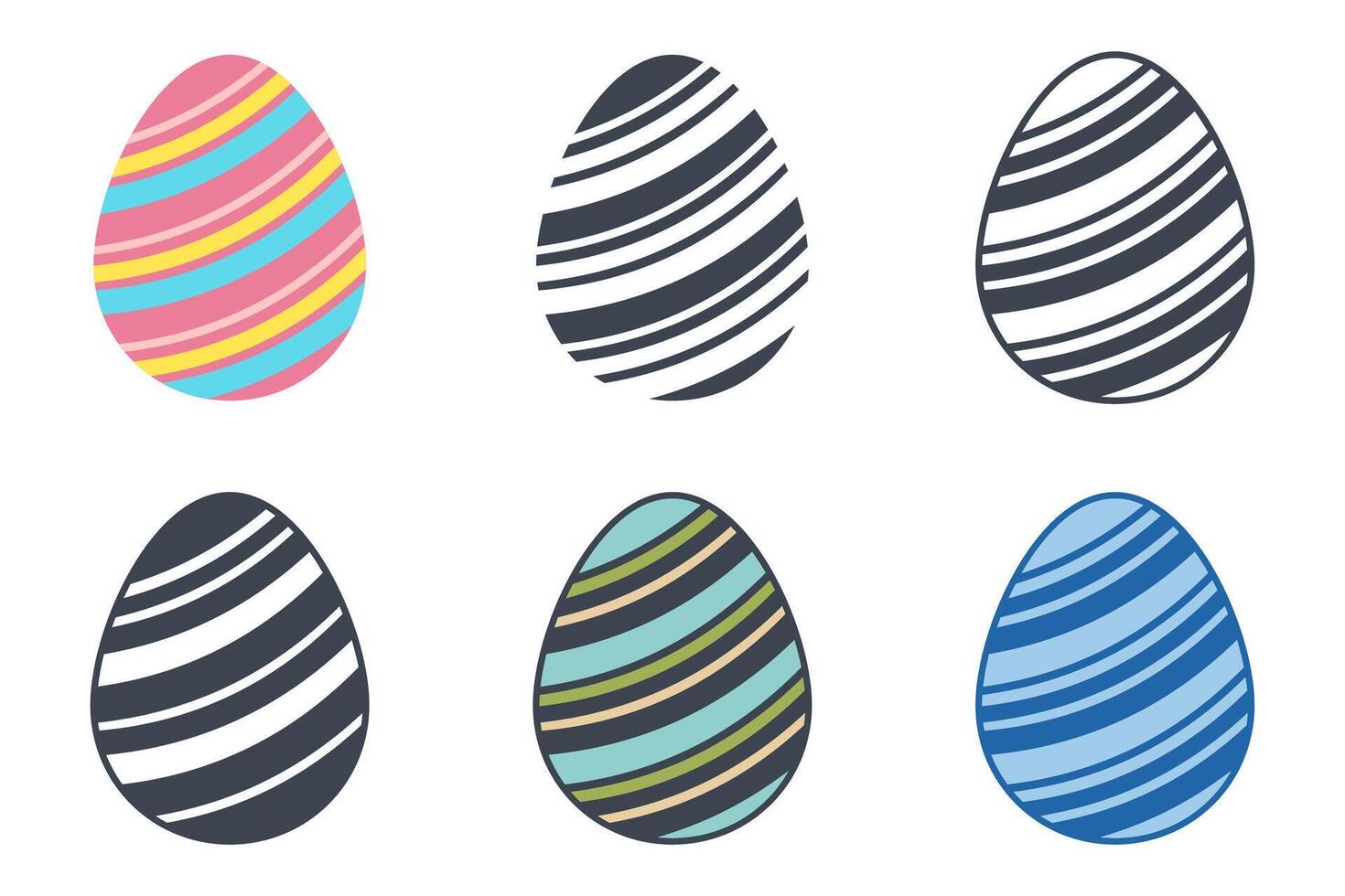Pâques journée festival. Pâques des œufs Icônes sur blanc Contexte. vecteur illustration