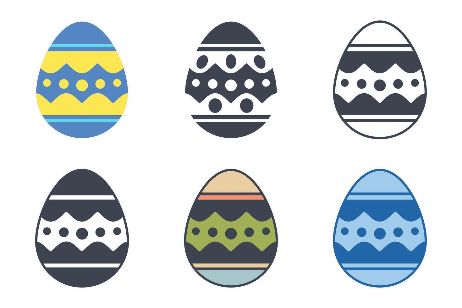 Pâques journée festival. Pâques des œufs Icônes sur blanc Contexte. vecteur illustration