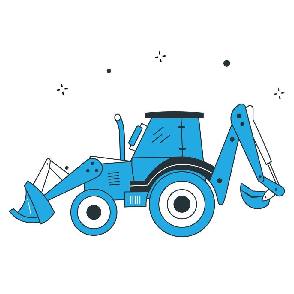 Tractopelle, tracteur, agriculture, agriculture vecteur illustration icône conception