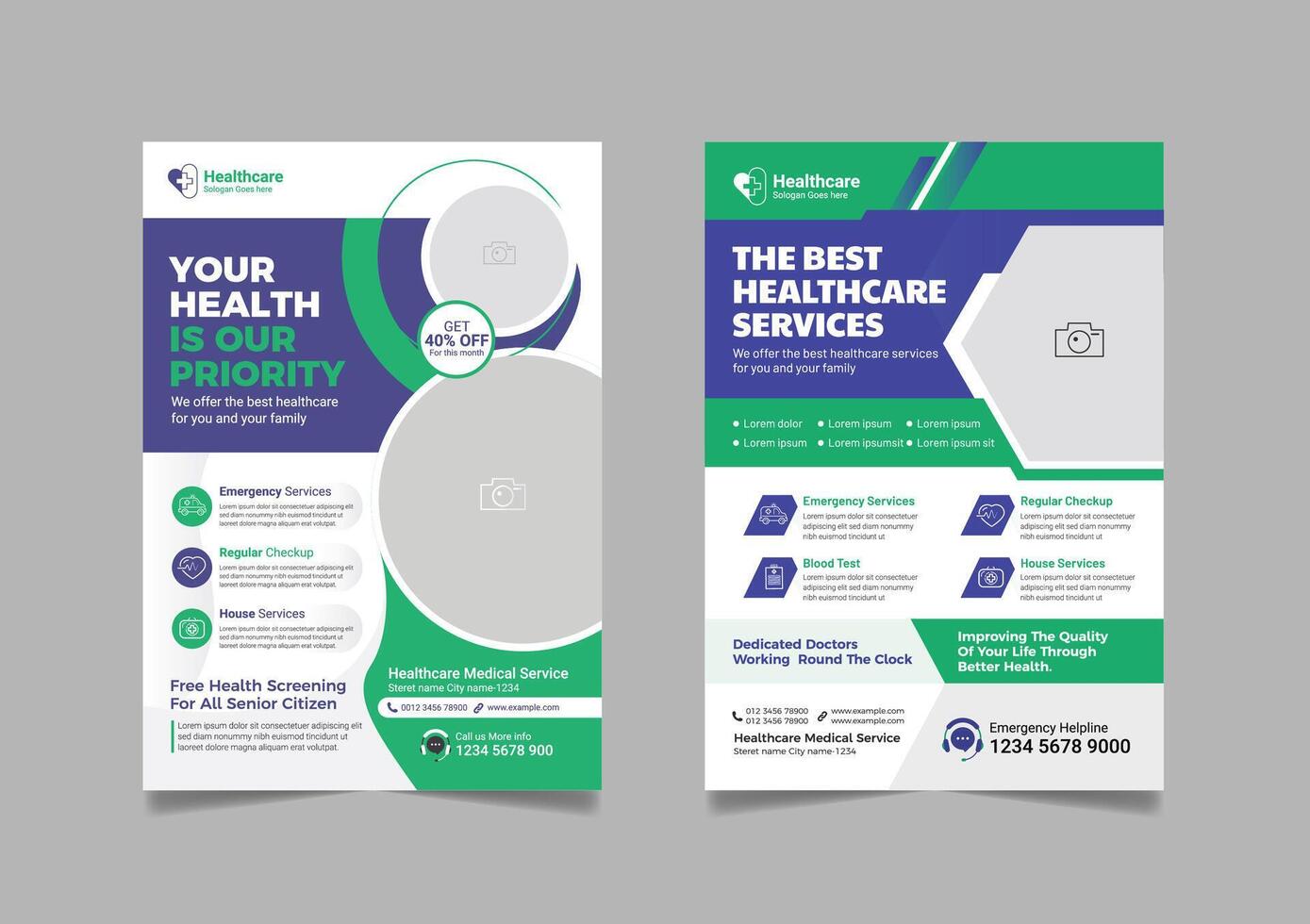 médical soins de santé consultant prospectus brochure couverture page conception. entreprise affaires a4 affiche modèle ensemble. vecteur