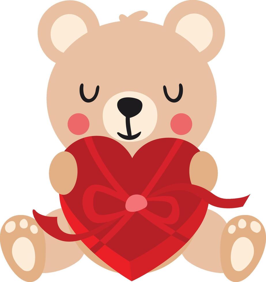 aimant nounours ours en portant une en forme de coeur cadeau vecteur