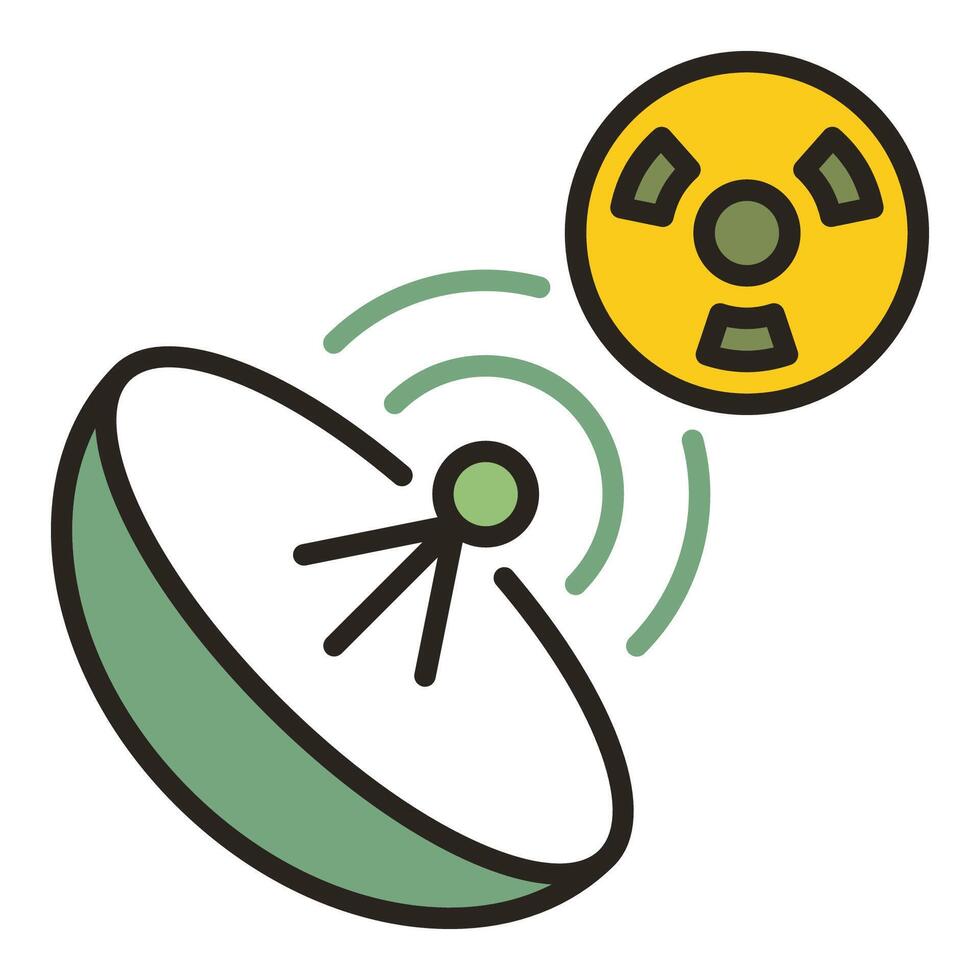 parabolique antenne et radiation vecteur Satellite plat coloré icône ou symbole